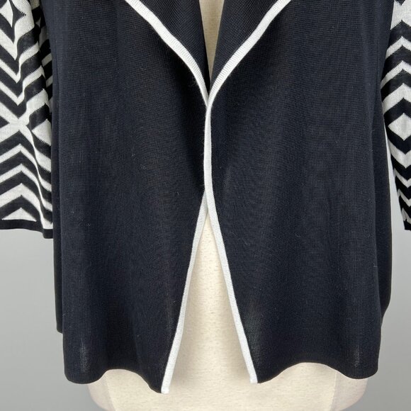 Misook Womens Black White Geometric Pattern Open Cardigan Sweater size Small - Picture 4 of 11